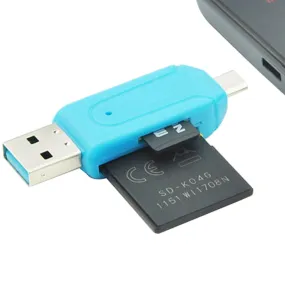 1Pc 2 In 1 Otg Usb 2.0 Tf Sd Card Reader Memory Card Reader Adapter Universal Micro Usb For Pc Phone