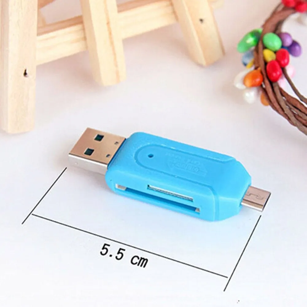 1Pc 2 In 1 Otg Usb 2.0 Tf Sd Card Reader Memory Card Reader Adapter Universal Micro Usb For Pc Phone