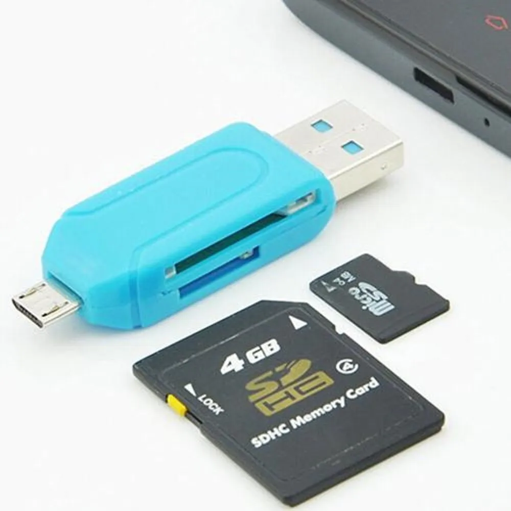 1Pc 2 In 1 Otg Usb 2.0 Tf Sd Card Reader Memory Card Reader Adapter Universal Micro Usb For Pc Phone