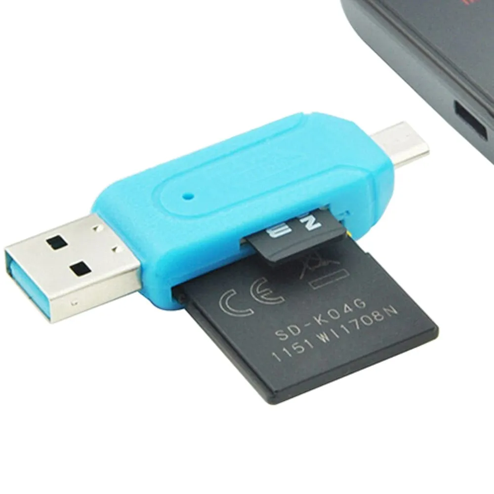 1Pc 2 In 1 Otg Usb 2.0 Tf Sd Card Reader Memory Card Reader Adapter Universal Micro Usb For Pc Phone