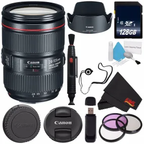 6Ave Canon EF 24-105mm f/4L IS II USM Lens 1380C002 (White Box)   77mm 3 Piece Filter Kit   128GB SDXC Class 10 Memory Card   SD Card USB Reader  