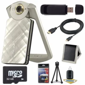 6Ave Casio EX-TR50 Self Portrait/Selfie Digital Camera (Gold)   32GB microSD Class 10 Memory Card   Micro HDMI Cable   S