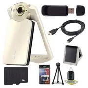 6Ave Casio EX-TR60 Self Portrait/Selfie Digital Camera (Silky White)   32GB microSD Class 10 Memory Card   Micro HDMI Ca