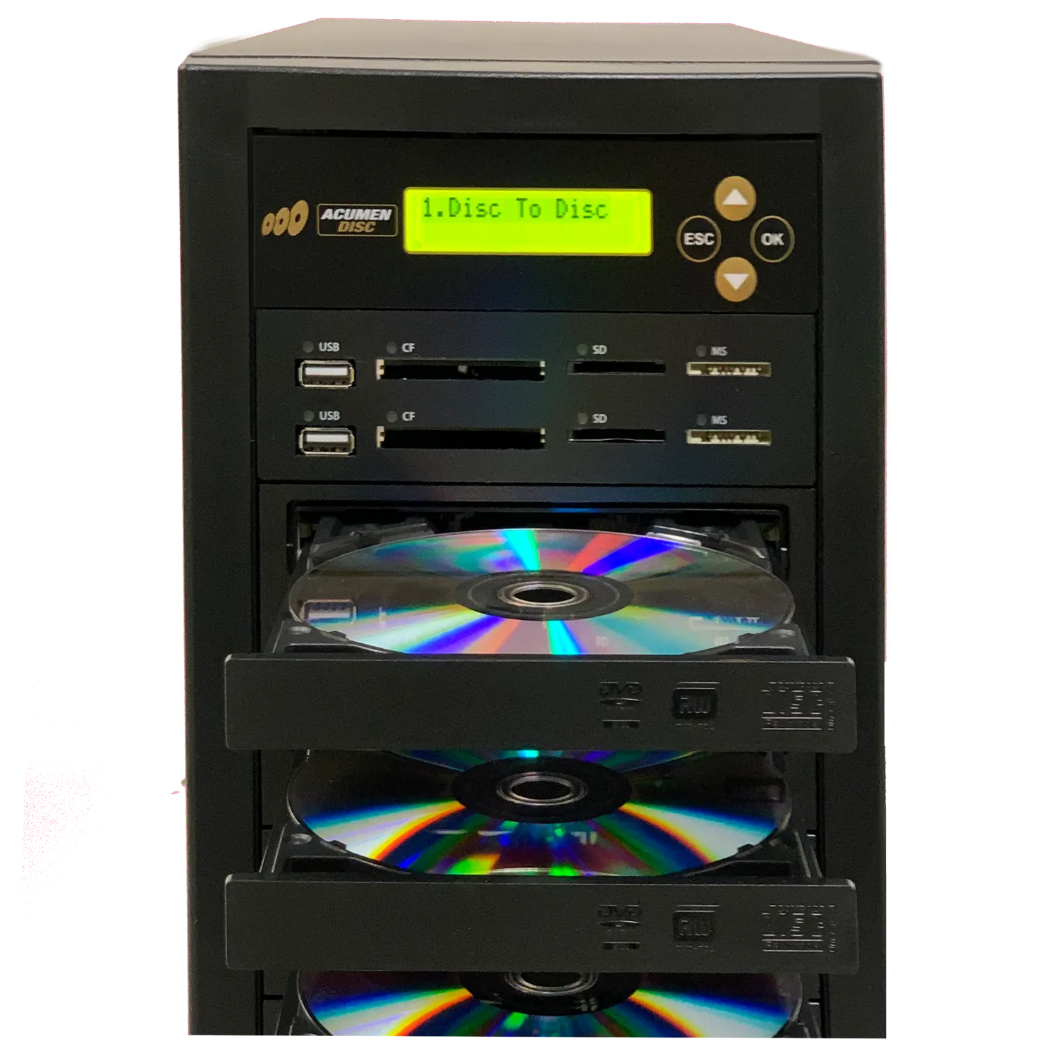 Acumen Disc 1 to 1 CrossOver Media & DVD Duplicator - Bi-Directional Multimedia Flash Memory Back-Up (CF SD MS USB) & CD DVD Disc Copier (AD01-MMP)