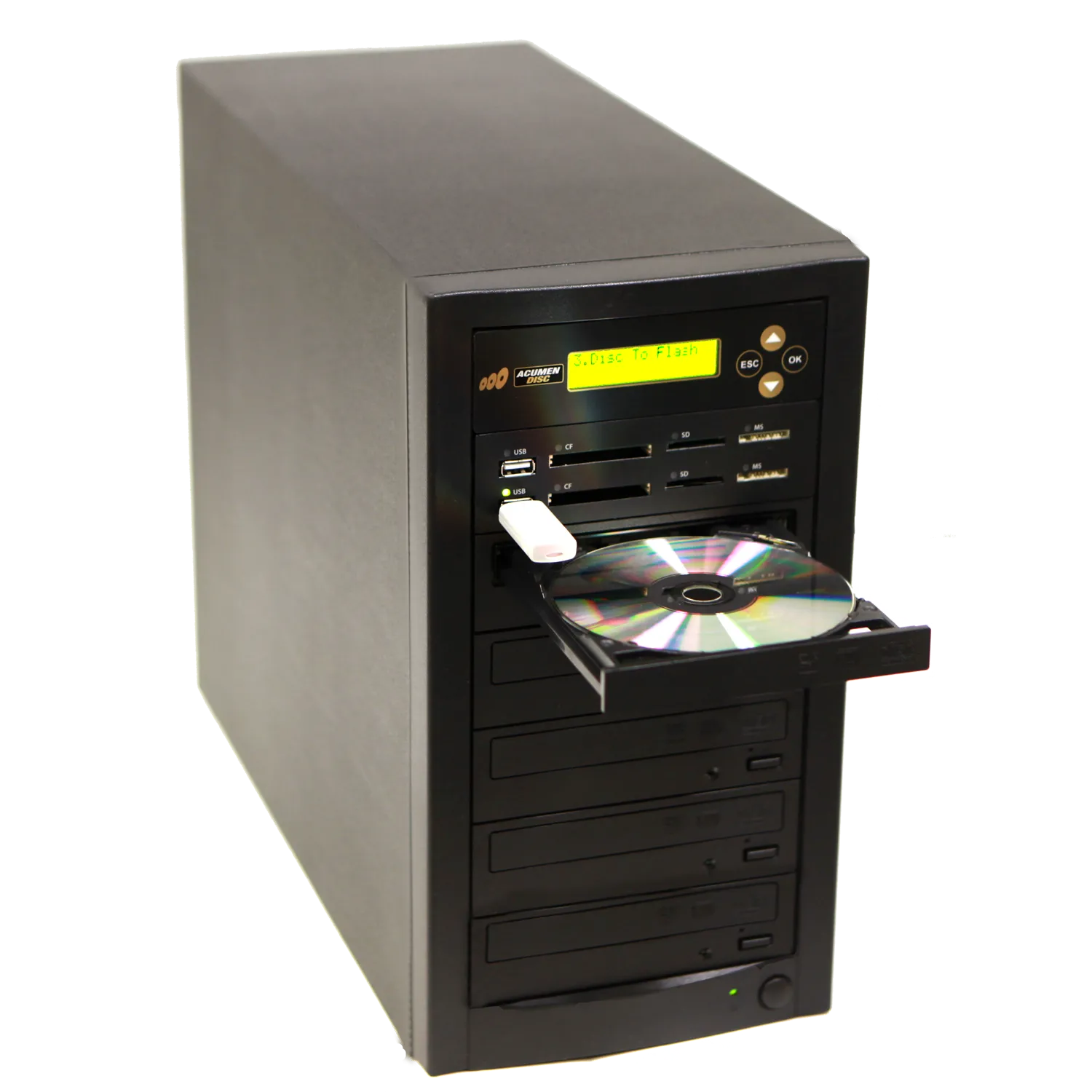 Acumen Disc 1 to 4 CrossOver Media & DVD Duplicator - Bi-Directional Multimedia Flash Memory Back-Up (CF SD MS USB) & Multiple Discs Copier (AD04-MMP)