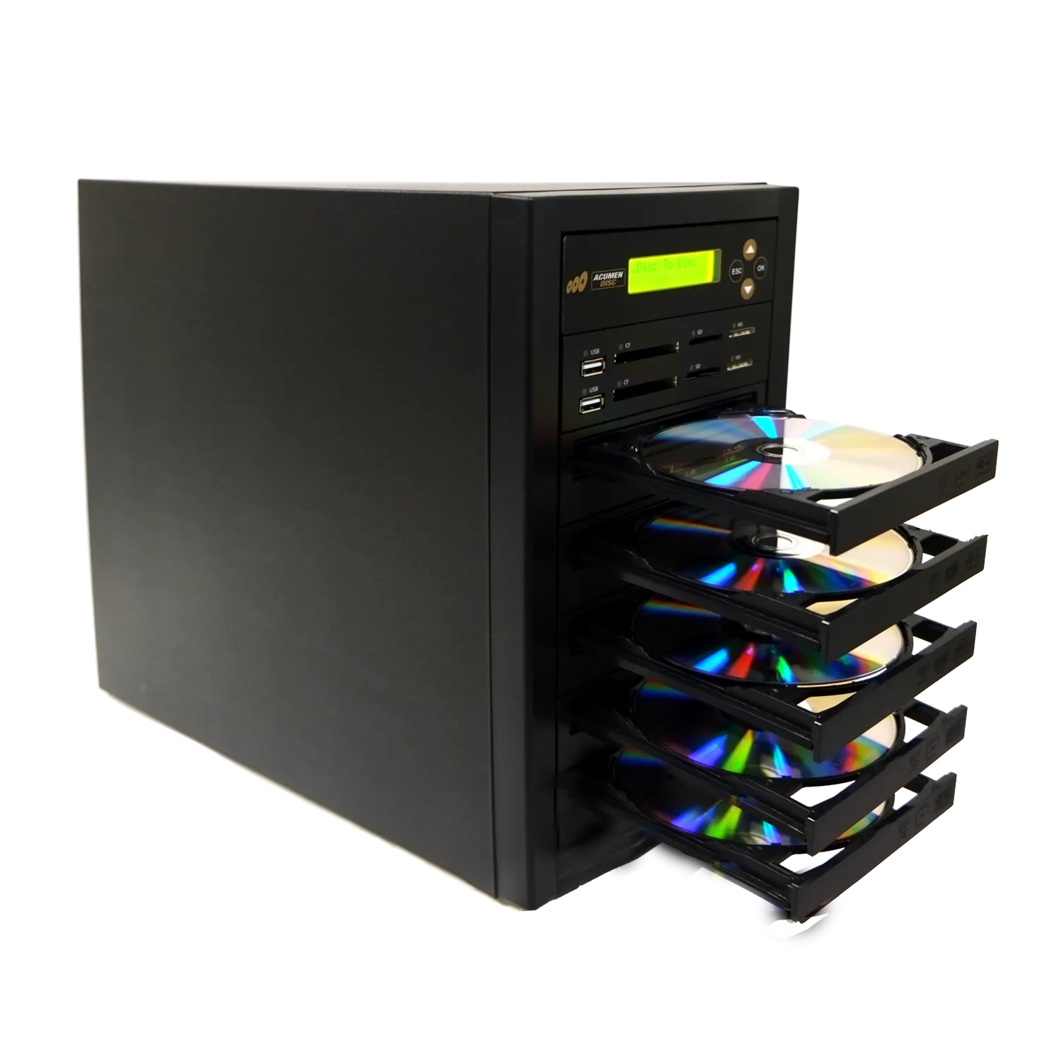 Acumen Disc 1 to 4 CrossOver Media & DVD Duplicator - Bi-Directional Multimedia Flash Memory Back-Up (CF SD MS USB) & Multiple Discs Copier (AD04-MMP)