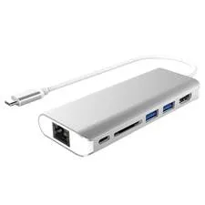 Astrotek All-in-One Dock Thunderbolt USB-C 3.1 Type-C to HDMI 2xUSB3.0 Hub Card Reader RJ45 Gigabit LAN TypeC PD Function for Macbook Pro Air Notebook CBAT-UTYPEC-DOCK