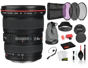 Canon EF 17-40mm f/4L USM Lens (8806A002) Lens with Bundle includes 3pc Filter Kit)   Deluxe Lens Cleaning Kit   More