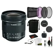 Canon EF-S 10-18mm f/4.5-5.6 IS STM Lens (9519B002) Lens with Bundle includes 3pc Filter Kit   Lens Pouch   More