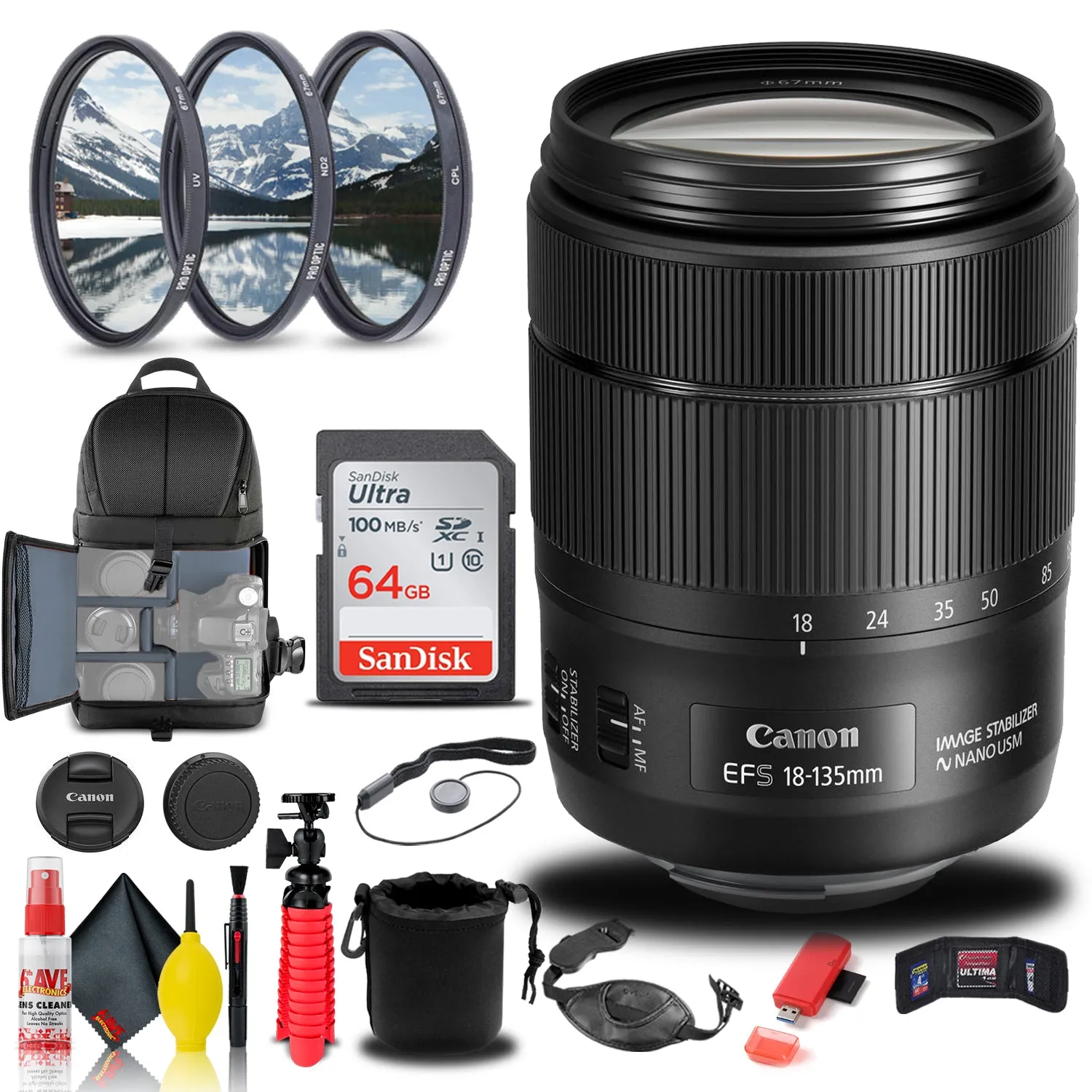 Canon EF-S 18-135mm f/3.5-5.6 IS USM Lens (1276C002)   Filter Kit   More