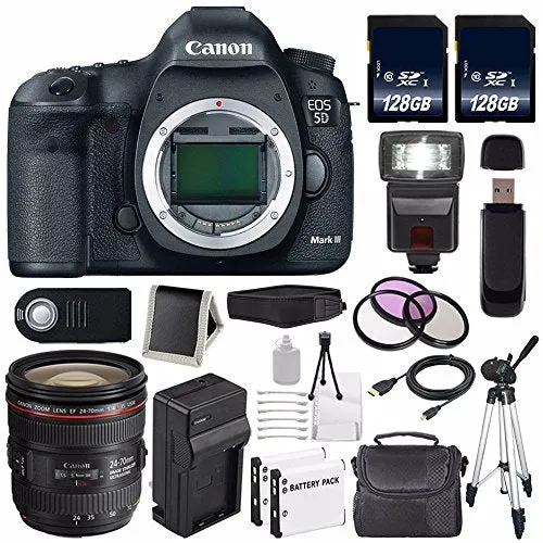 Canon EOD 5D III Digital Camera International Model   Canon EF 24-70mm f/4L is USM Lens   LP-E6 Battery   128GB SDXC Cla