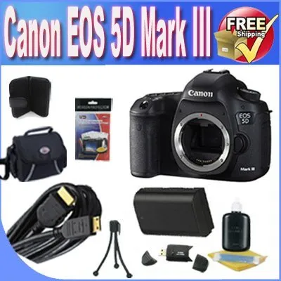 Canon EOS 5D Mark III 22.3 MP Full Frame CMOS Digital SLR Camera   Extended Life Battery   USB Card Reader   Deluxe Case w/Strap   Shock Proof Deluxe Case   Accessory Saver Bundle