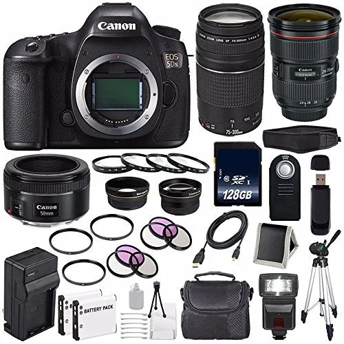 Canon EOS 5DS DSLR Camera (International Model) 0581C002   Canon EF 24-70mm f/2.8L II USM Lens   Canon EF 75-300 III Base Bundle