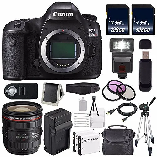 Canon EOS 5DS R DSLR Camera (International Model) 0582C002   Canon EF 24-70mm f/4L is USM Lens   LP-E6 Battery   128GB S