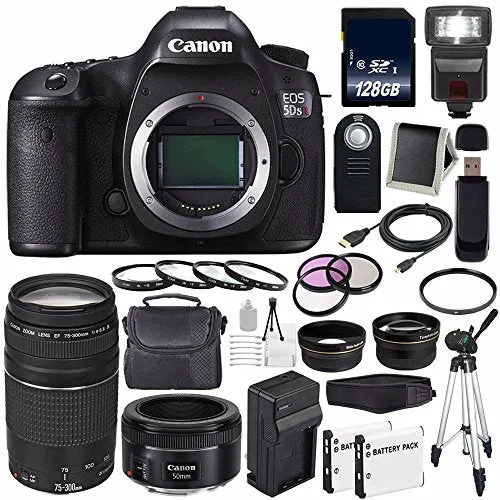 Canon EOS 5DS R DSLR Camera (International Model) 0582C002   Canon EF 75-300 III  EF 50mm f/1.8 STM Lens  Base Bundle