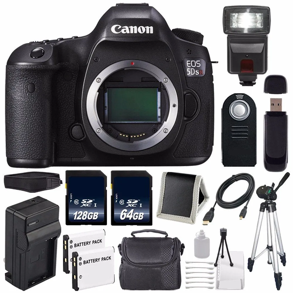 Canon EOS 5DS R DSLR Camera (International Model) 0582C002   LP-E6 Battery   128GB SDXC Class 10 Memory Card   64GB Memo