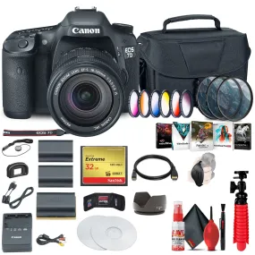 Canon EOS 7D DSLR Camera with 18-135mm Kit (3814B016)   32GB Compact Flash Card Pro Bundle