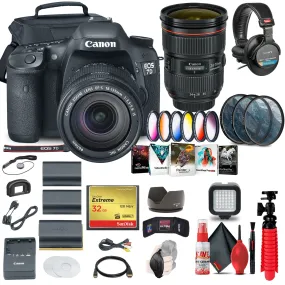 Canon EOS 7D DSLR Camera with 18-135mm Kit (3814B016)   EF 24-70mm Lens Ultimate Bundle