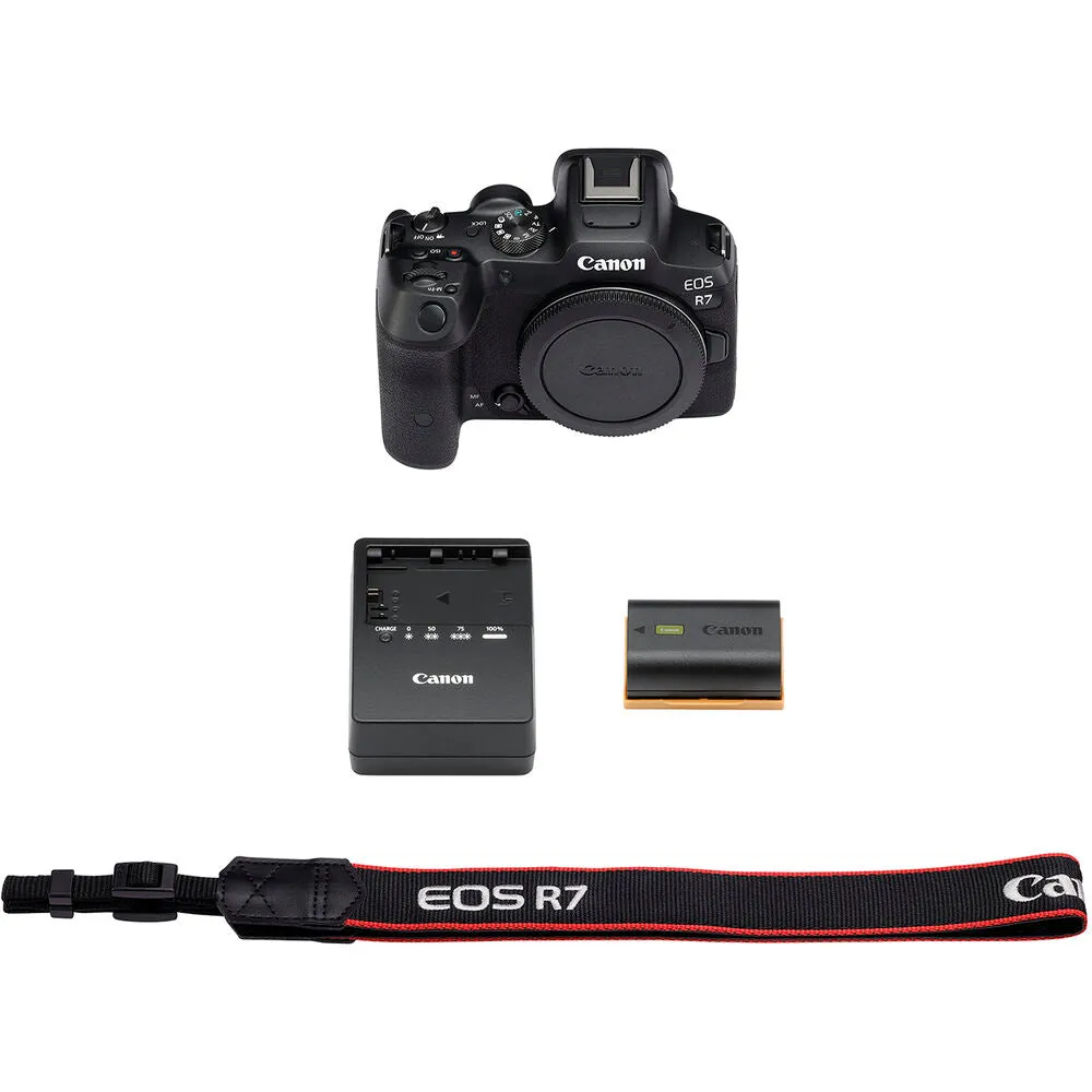 Canon EOS R7 Mirrorless Camera   64GB TOUGH SD Card   Bag Base Bundle