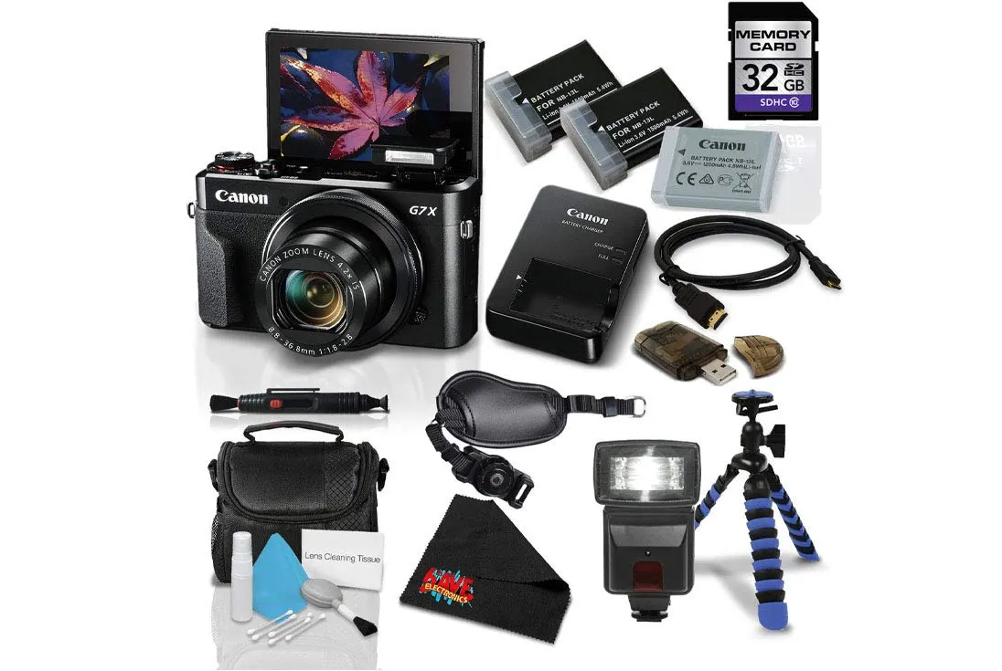 Canon PowerShot G7 X Mark II Digital Camera 1066C001 (International Model) Bundle with 32GB Memory Card   Flexible Tripod