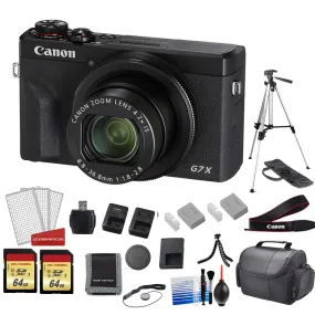 Canon PowerShot G7X Mark III Camera (Black) with 128GB Memory Card Bundle