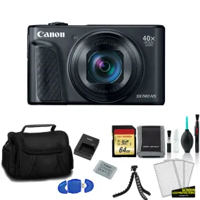 Canon PowerShot SX740 HS Digital Camera (Black) with 64GB Memory Card   More - International Model