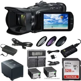 Canon VIXIA HF G40/G70 Full HD Camcorder With Sandisk 128GB | 2X Spare Batteries | Dual charger | Filter Kit Bundle