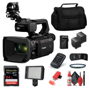 Canon XA70 Camcorder   Video Light, 64GB Memory Card, & additional accessories