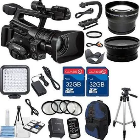 Canon XF300 High Definition Professional Camcorder with 2pc 32GB High Speed Memory Cards   Wideangle &amp; Telephoto Lenses   Accessory Bundle