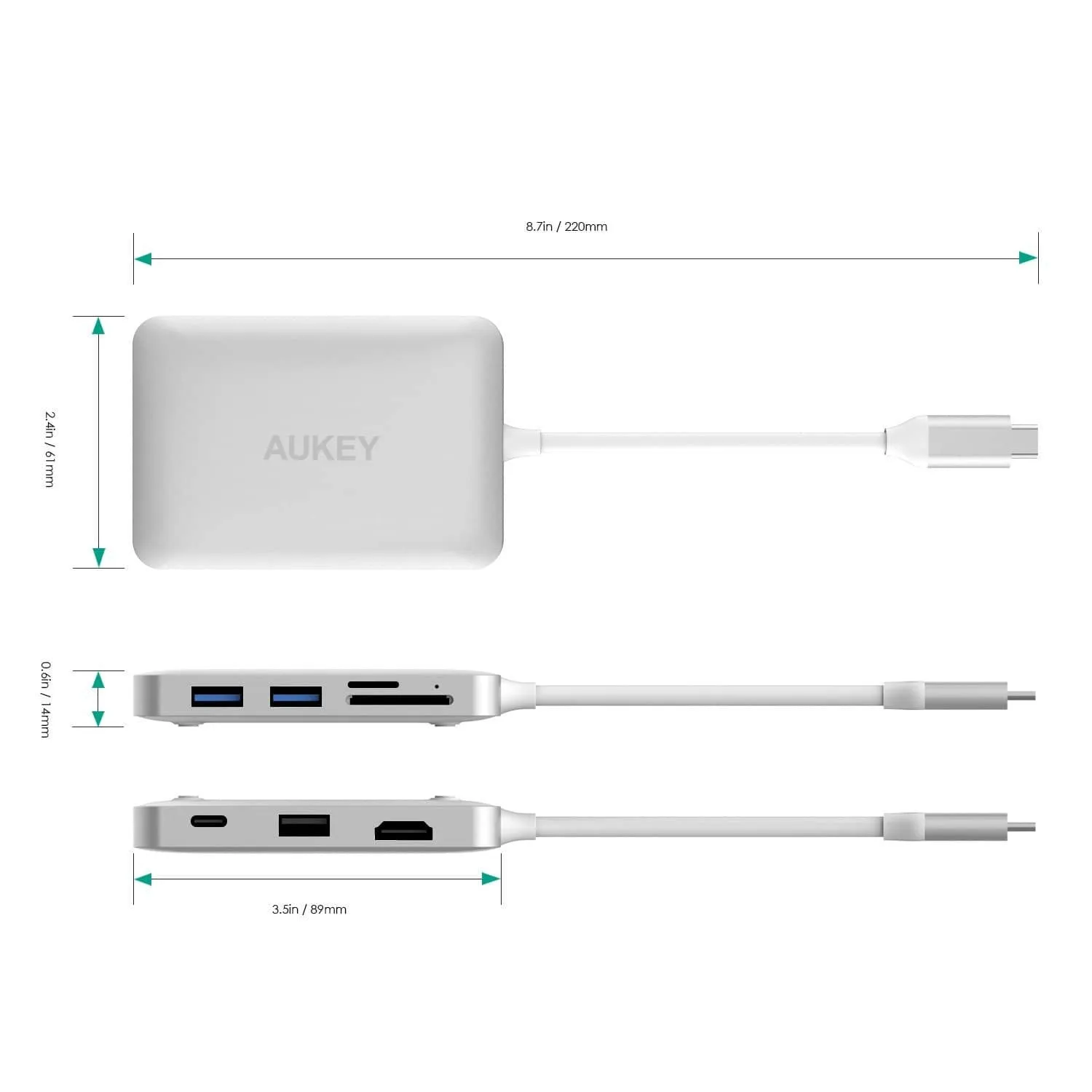 CB-C49 USB-C Hub Adapter with HDMI, SD microSD Reader Dual USB 3.0 Ports & USB-C Power Delivery