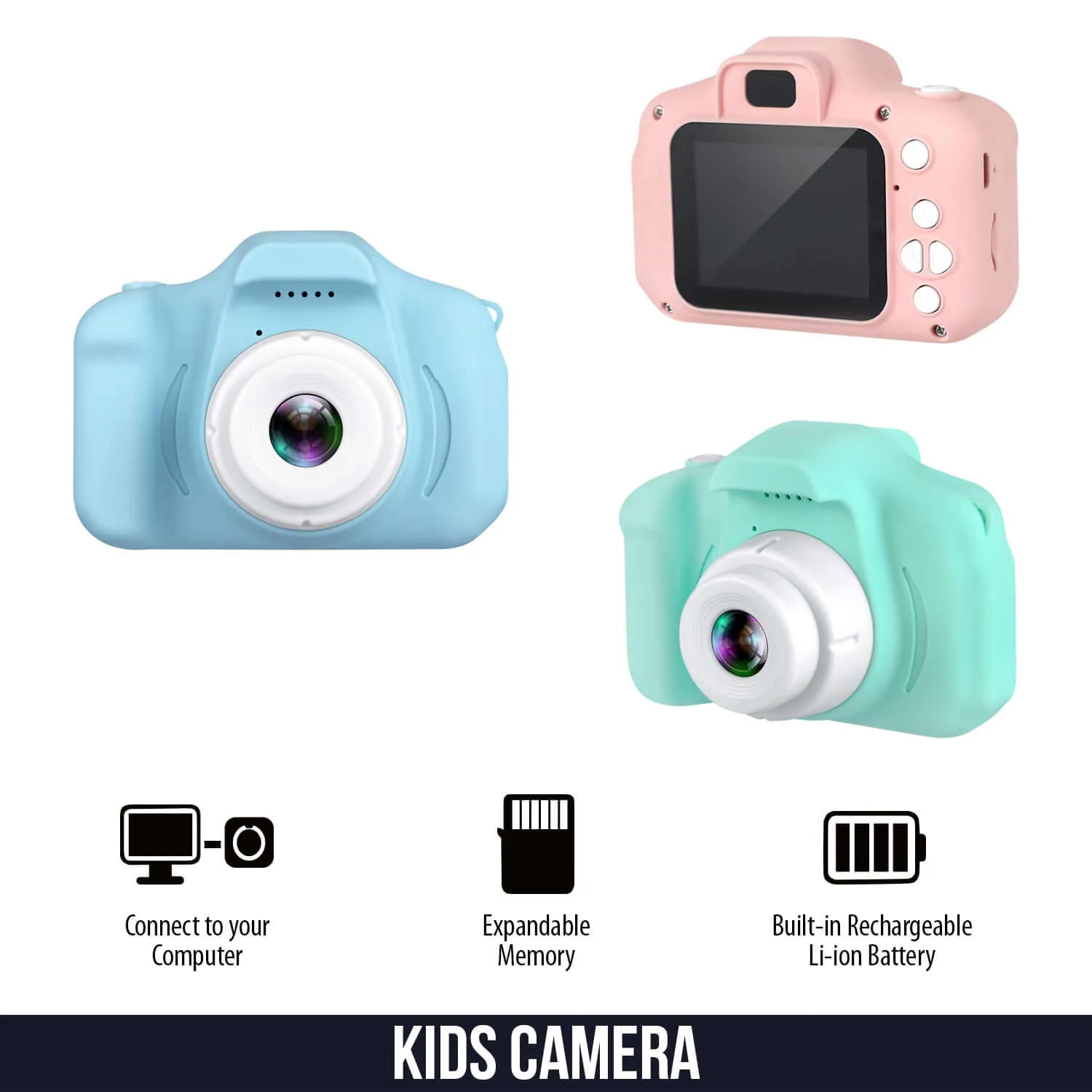 Dartwood Kids Digital Camera | 2" Color 1080p 3-Megapixels Display | 32GB SD Card