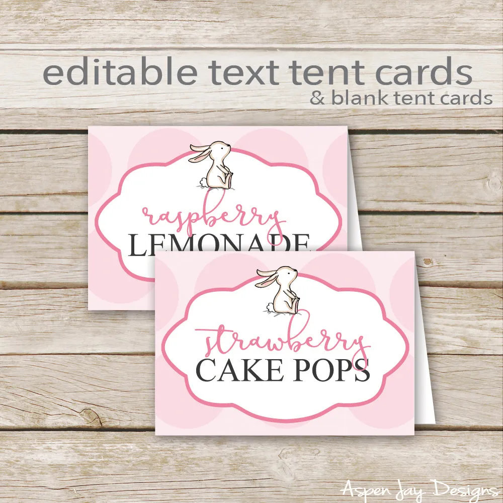 Editable Pink Bunny Party Labels