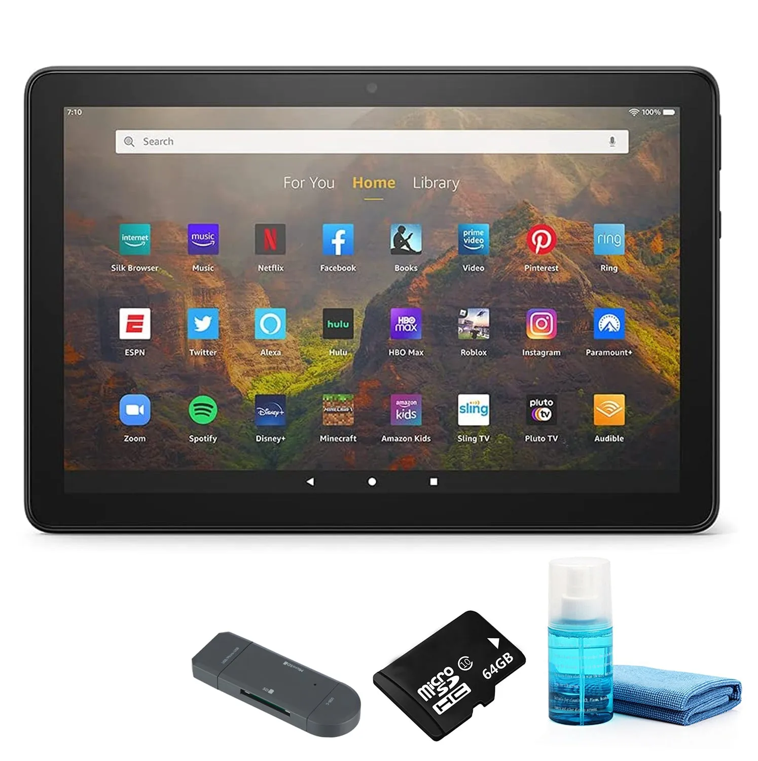 Fire HD 10 Inch Tablet Full HD, 32GB Black (2021) with 64GB Micro SD Card