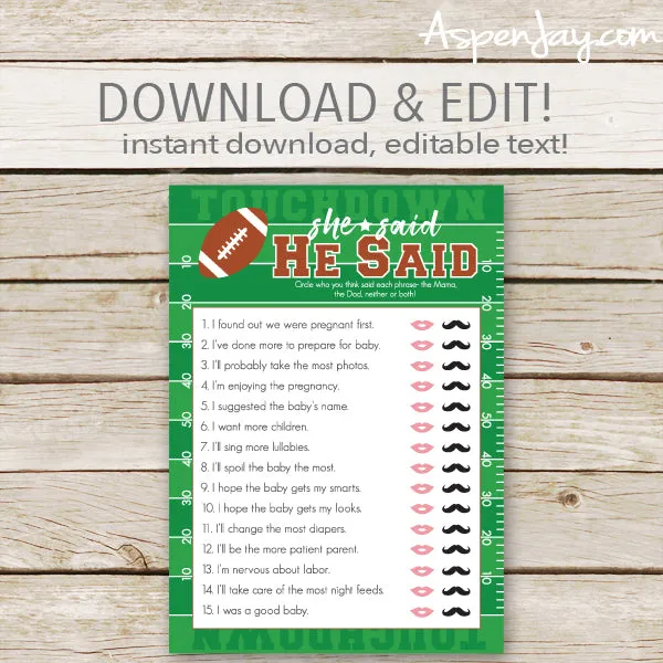 Football He Said She Said - editable text