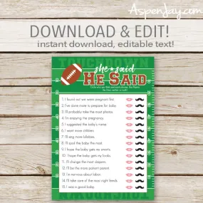 Football He Said She Said - editable text