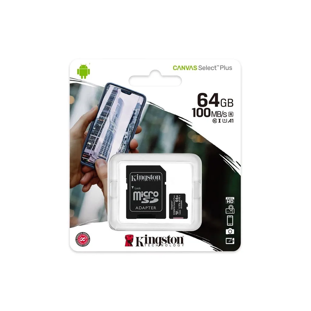 Kingston Canvas Select Plus MicroSD Card Memory Card C10 With SD Adapter (32GB / 64GB / 128GB / 256GB)