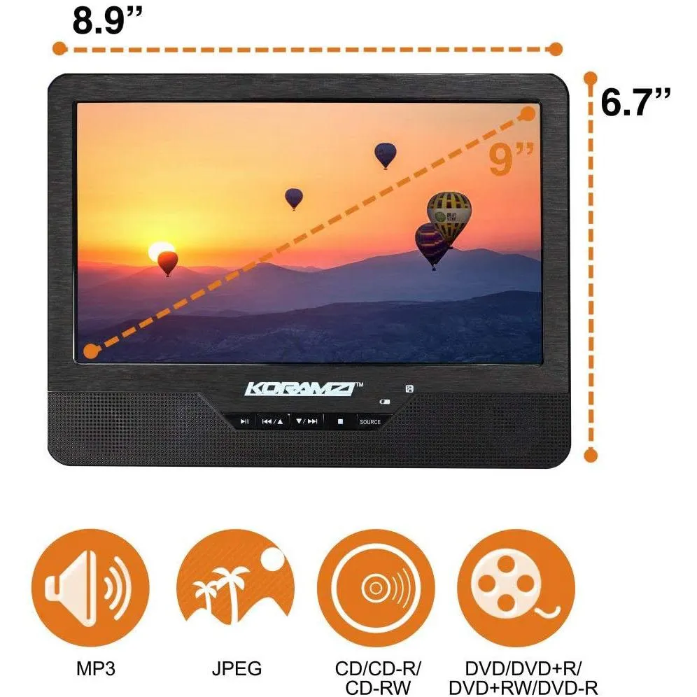 Koramzi PDVD-DK95 Portable 9" Dual Screen