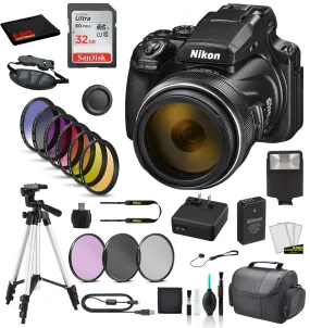 Nikon COOLPIX P1000 Digital Camera Bundle Includes SanDisk 32GB SD Card   9PC Filter Kit   MORE  - International Model