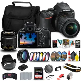 Nikon D3500 DSLR Camera with 18-55mm Lens (1590)   64GB Extreme Pro Card Supreme Bundle