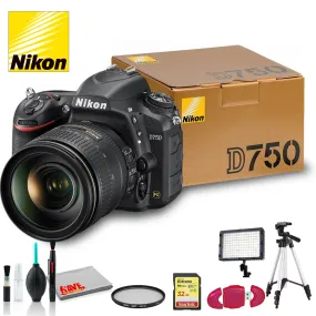 Nikon D750 DSLR Camera with 24-120mm Lens   Sandisk 32 GB SD Card, 72 Inch Tripod and more