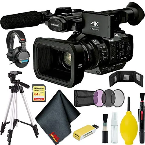 Panasonic AG-UX180 4K Premium Professional Camcorder Bundle w/Professional Headphone