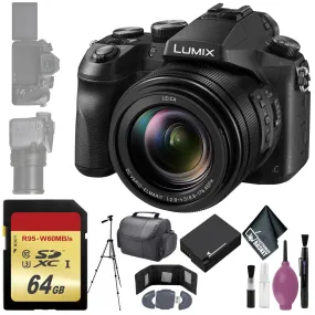 Panasonic Lumix DMC-FZ2500 Digital Camera - 64GB - Memory Card Wallet - Reader - Battery - 72" Tripod - Case