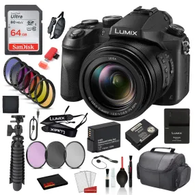 Panasonic Lumix DMC-FZ2500 Digital Camera  with –SanDisk 64gb SD card   9PC Filter Kit   12” Tripod   MORE