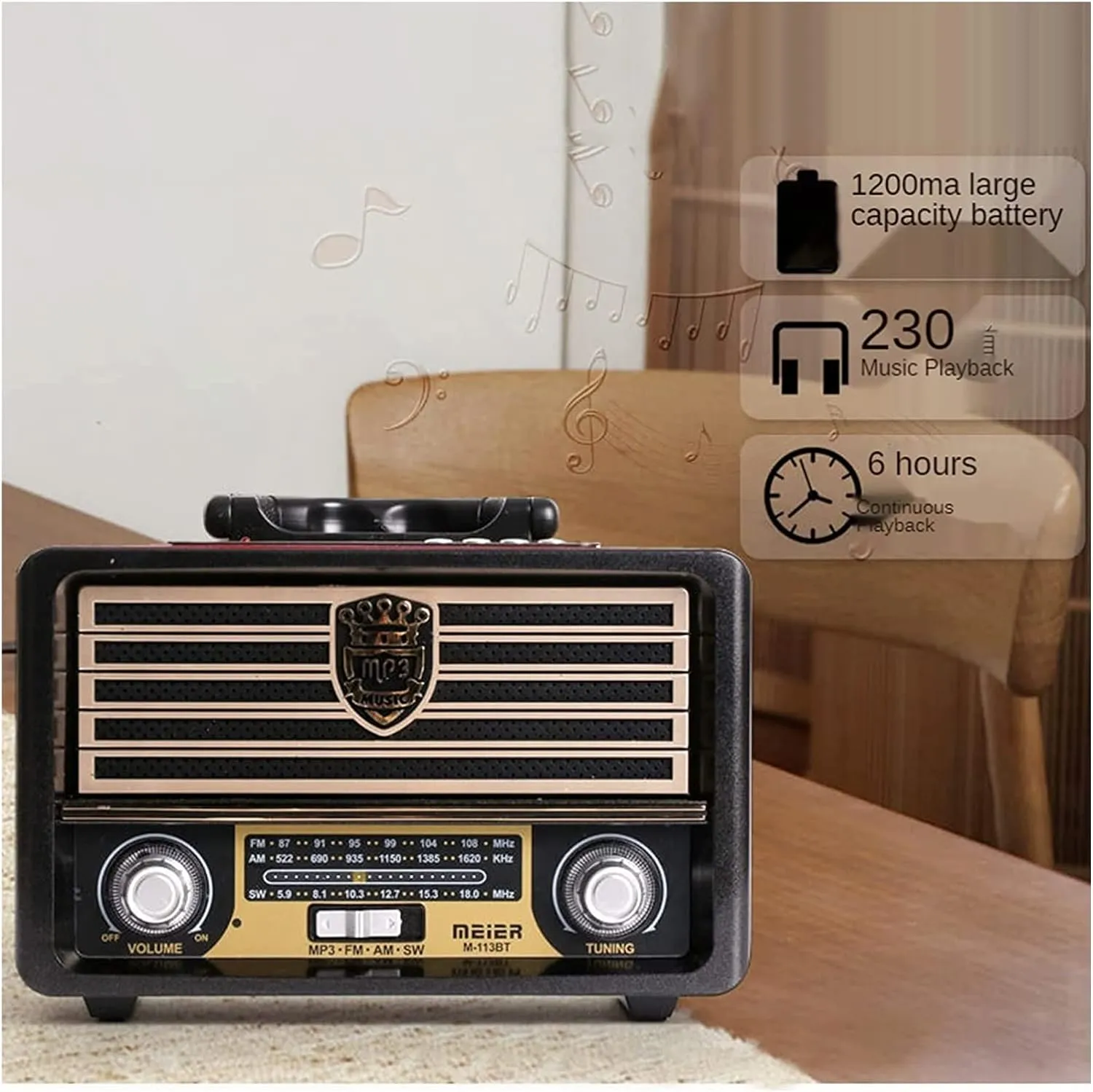 Portable Retro Bluetooth AM/FM Radio