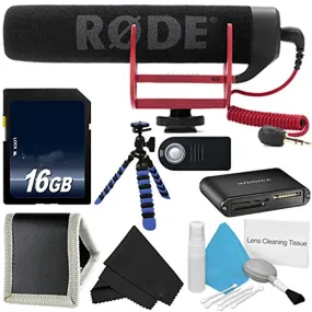 Rode VideoMic GO VIDEOMIC-GO   16GB Memory Card   Flexible Tripod with Gripping Rubber Legs   Deluxe Cleaning Kit   Microfiber Cloth- Bundle