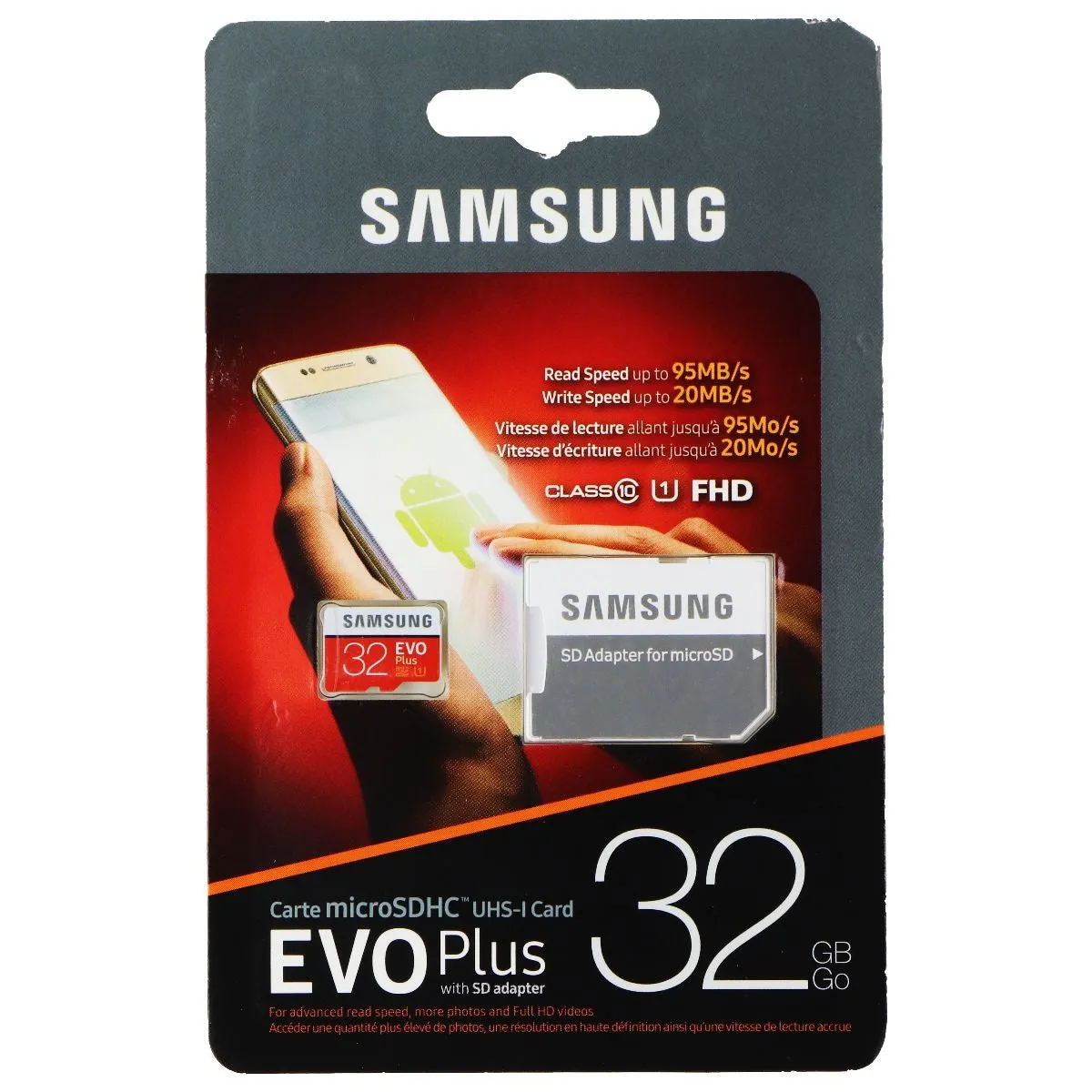 Samsung EVO Plus 32GB microSD Card with SD Card Adapter - Red/White