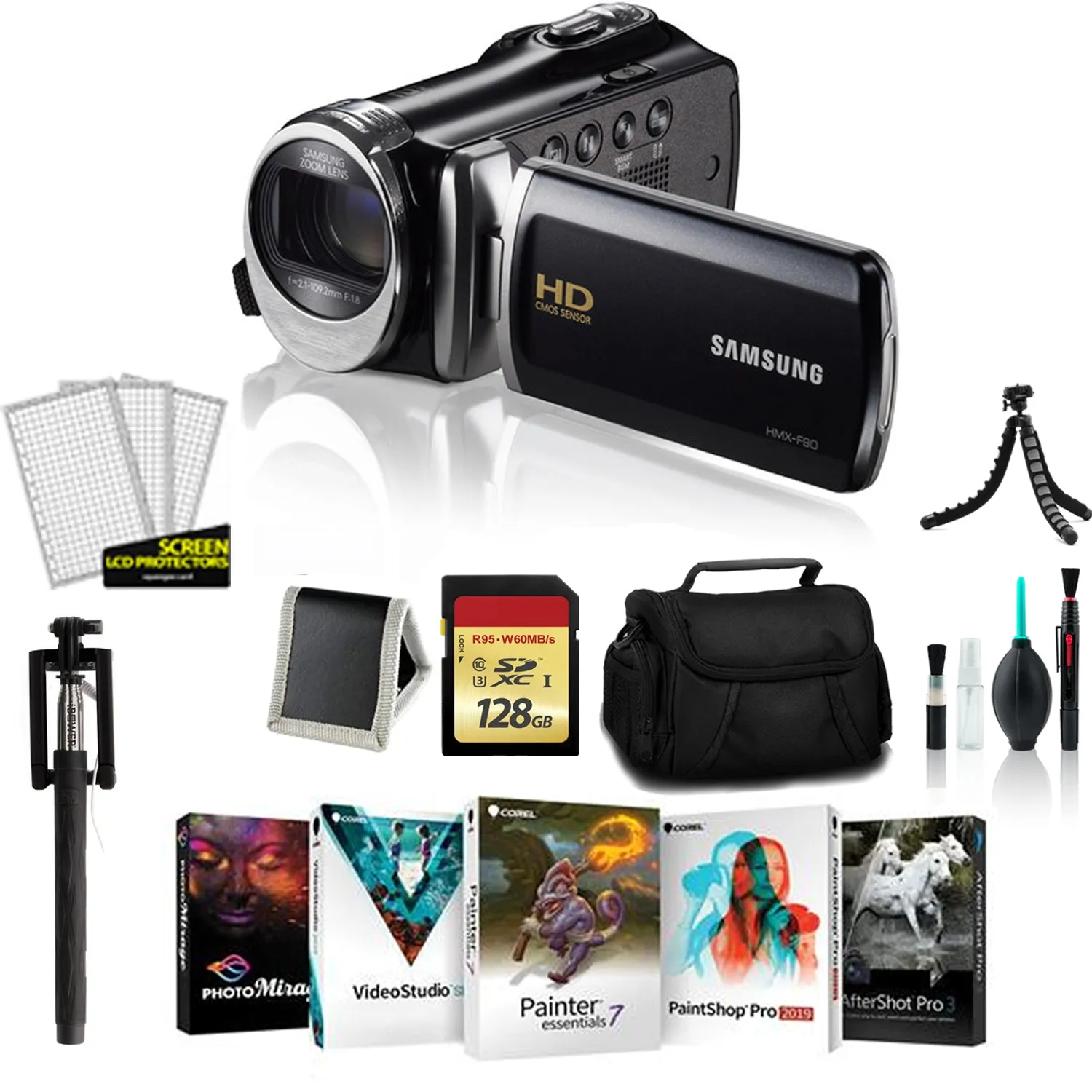 SAMSUNG HMX-F90 CAMCORDER (HMX-F90BN/XAA) - Kit with 128GB Memory Card