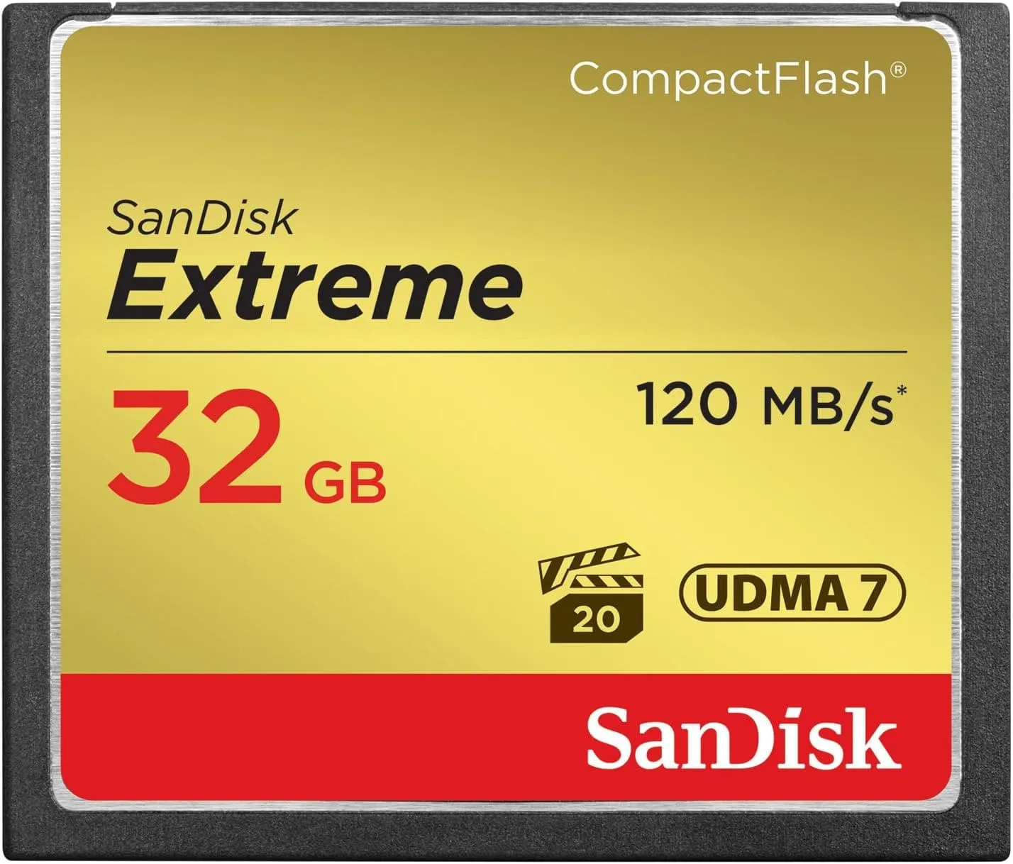 SanDisk Extreme 32 GB UDMA7 CompactFlash Card - Speed Up-To 120MB/S - Black/Gold