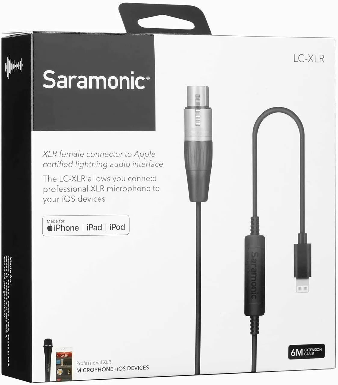 Saramonic LC-XLR Female to Apple Lightning Microphone Interface Cable for iPhone