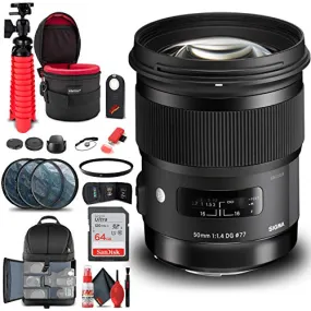 Sigma 50mm f/1.4 DG HSM Art Lens for Canon EF (311101) Bundle